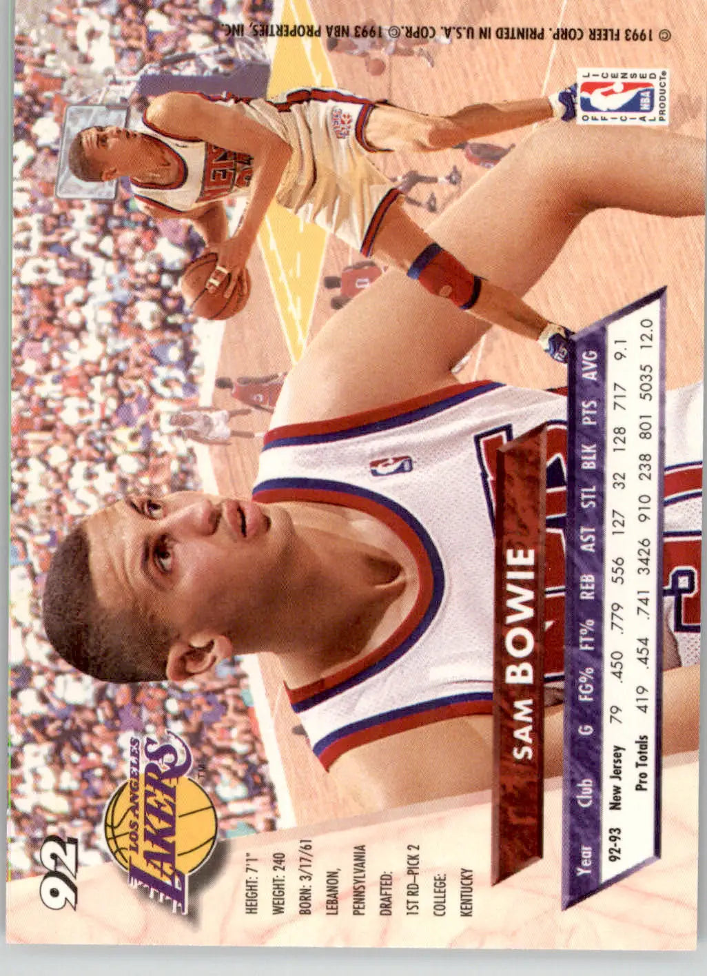 Sam Bowie - 1993-94 Ultra - #92 - Basketball - Basketball Card Single
