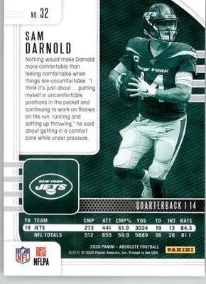Sam Darnold - 2020 Panini Absolute - #32 - Retail Football - Football Card Single