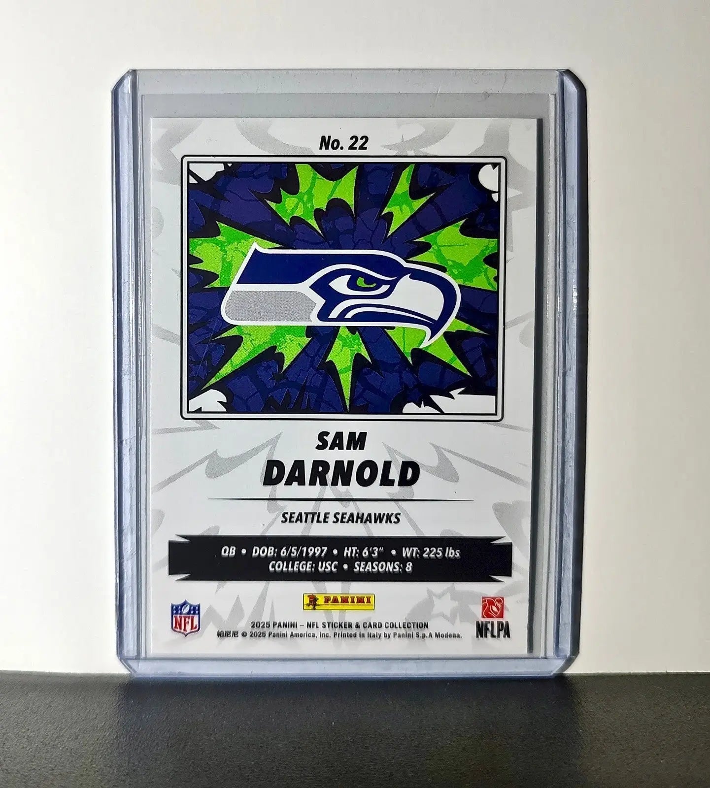 Sam Darnold 2025 Panini NFL #22 Sticker Card Seattle Seahawks - Football Card Single