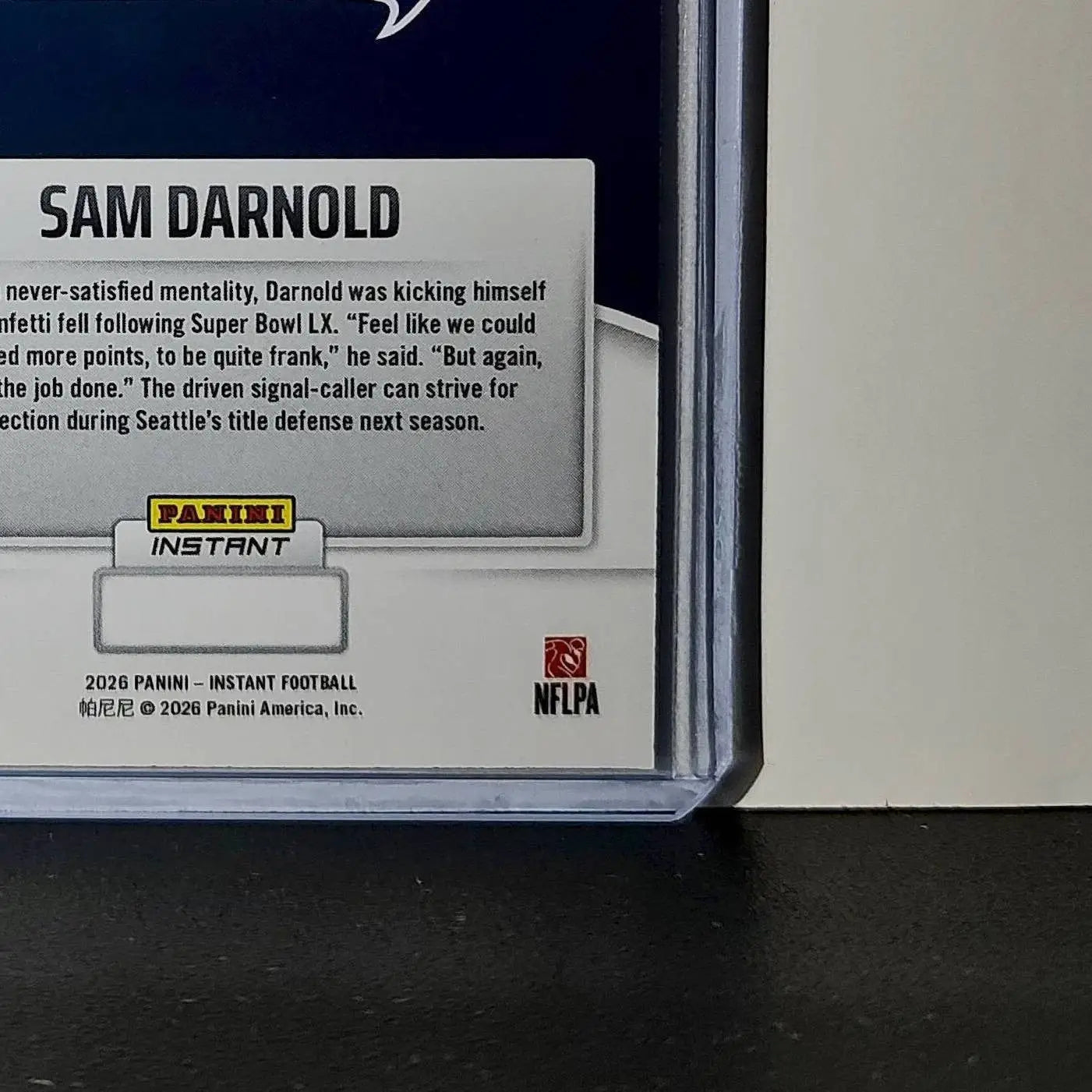 Sam Darnold 2026 Panini NFL Super Bowl LIX Champions #3 Card Seattle Seahawks - Football Card Single