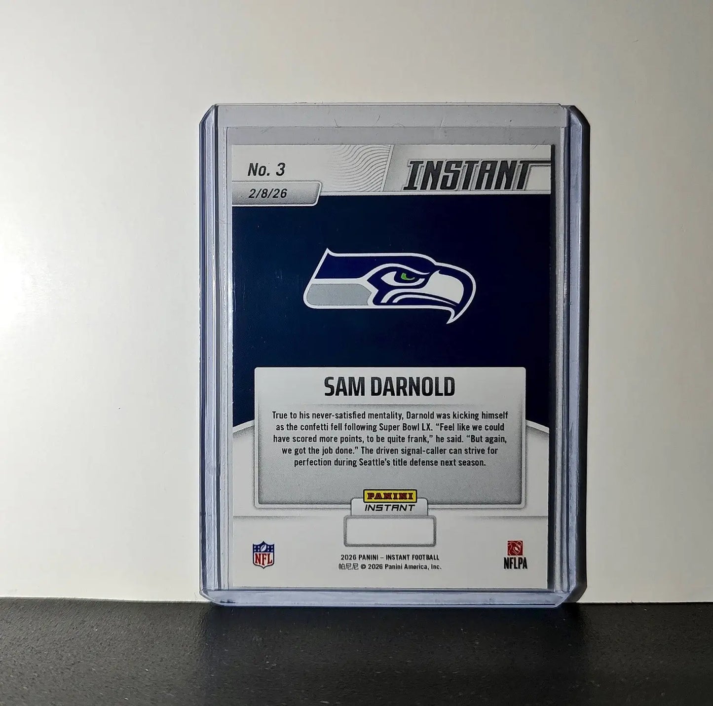 Sam Darnold 2026 Panini NFL Super Bowl LIX Champions #3 Card Seattle Seahawks - Football Card Single
