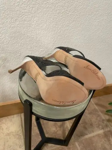 Black and white Sam Edelman high heels showcasing a stylish design for women