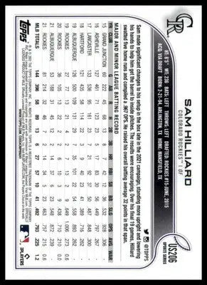 Sam Hilliard 2022 Topps Update #US206 Colorado Rockies - Baseball Card Single