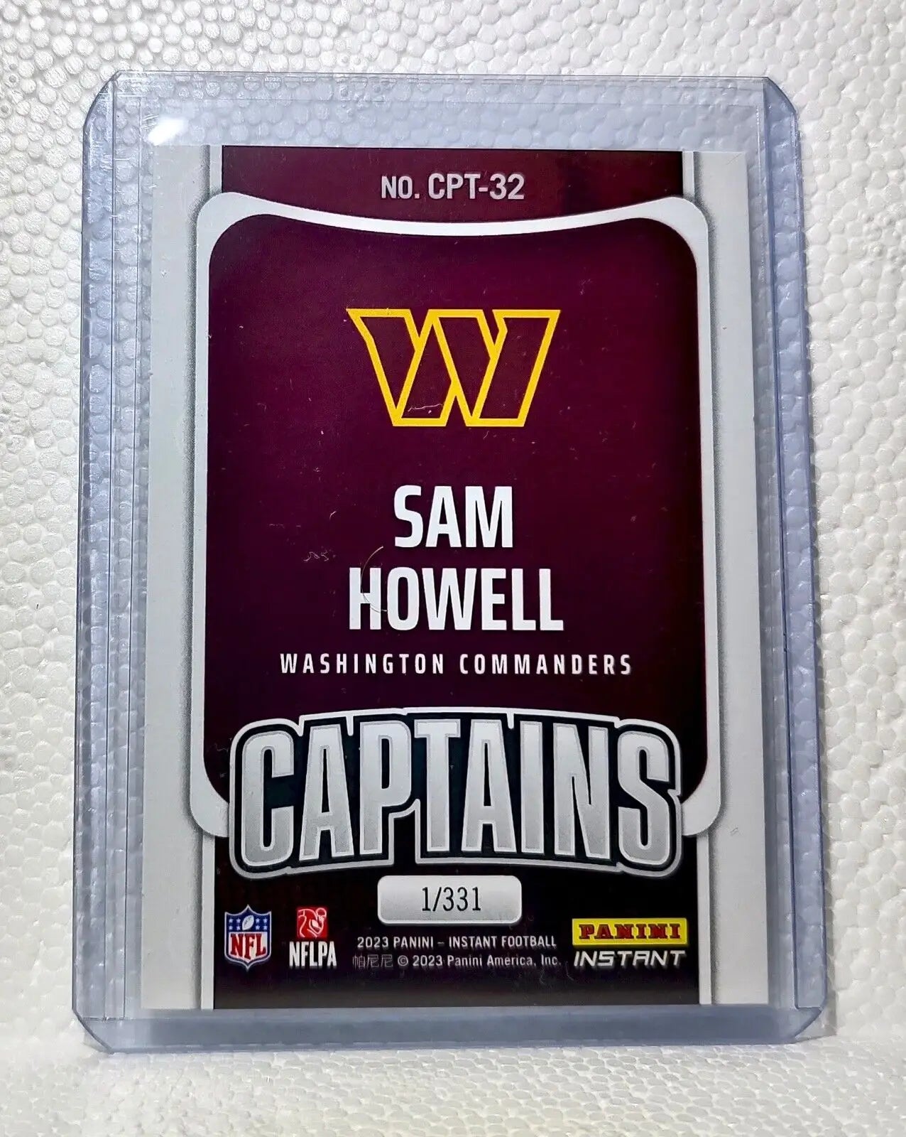 Sam Howell 2023 Panini NFL Captain #32 Football Card Washington Commanders 1/331 - Football Card Single