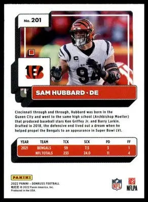 Sam Hubbard 2022 Donruss #201 Cincinnati Bengals - Football Card Single