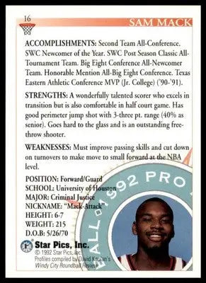 Sam Mack 1992 Star Pics #16 Houston Cougars - Basketball Card Single