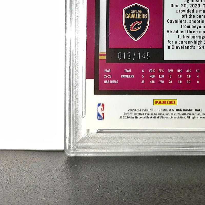 Sam Merrill 2023 Panini Hoops Premium #233 19/149 Red Disco Prizm PSA 9 Mint