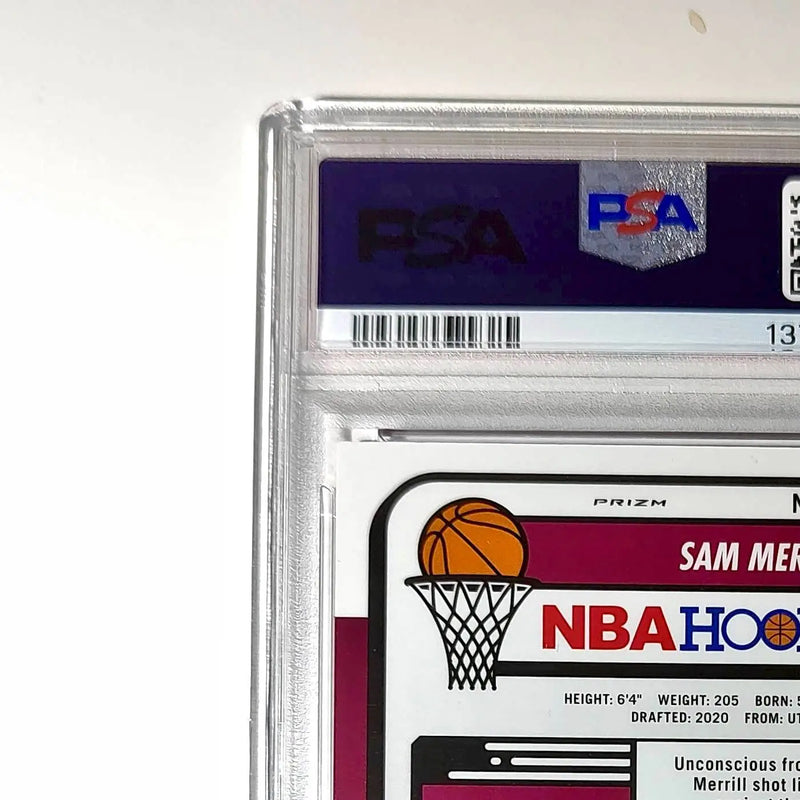 Sam Merrill 2023 Panini Hoops Premium #233 19/149 Red Disco Prizm PSA 9 Mint