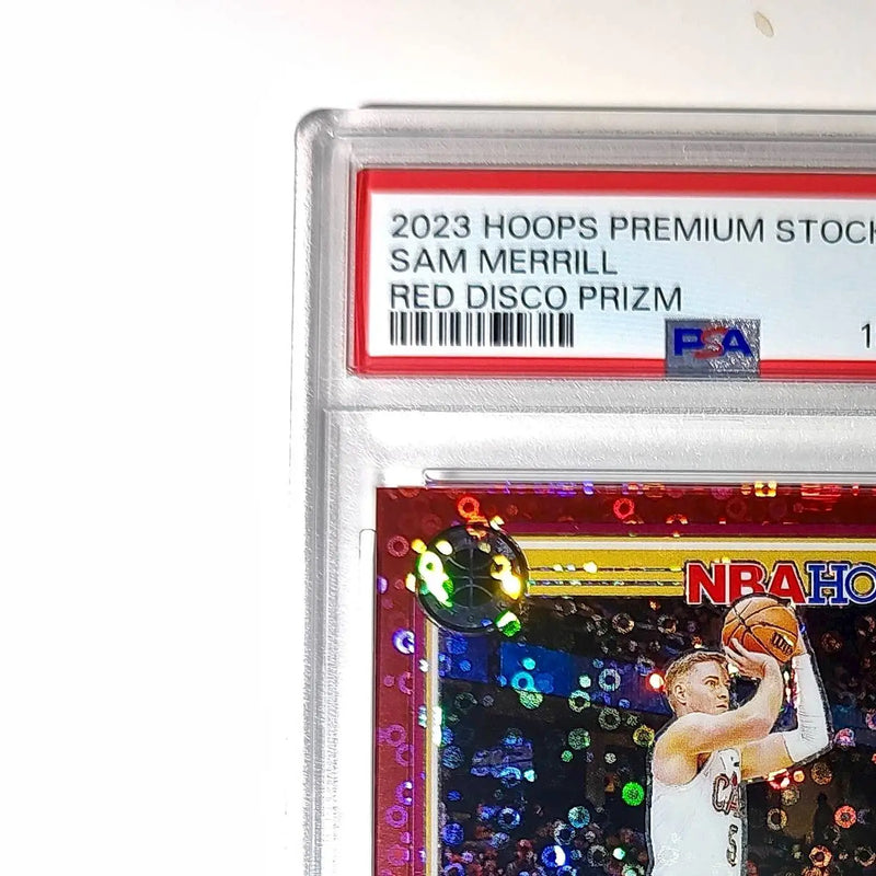 Sam Merrill 2023 Panini Hoops Premium #233 19/149 Red Disco Prizm PSA 9 Mint