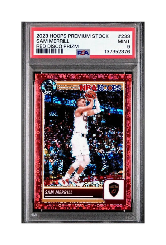 Sam Merrill 2023 Panini Hoops Premium #233 19/149 Red Disco Prizm PSA 9 Mint - Basketball Card Single