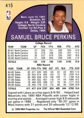 Sam Perkins - 1990-91 Hoops - #415 - Basketball - Basketball Card Single