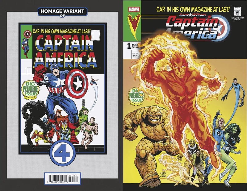 Two comic book covers featuring Sam Wilson Captain America Cory Smith artwork