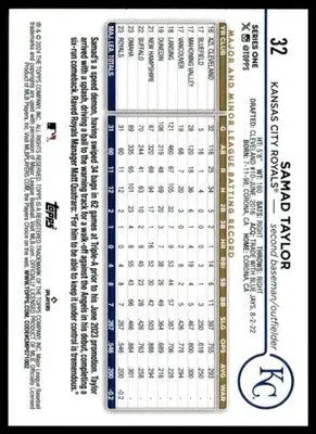 Samad Taylor Rookie 2024 Topps #32 Kansas City Royals - Baseball Card Single