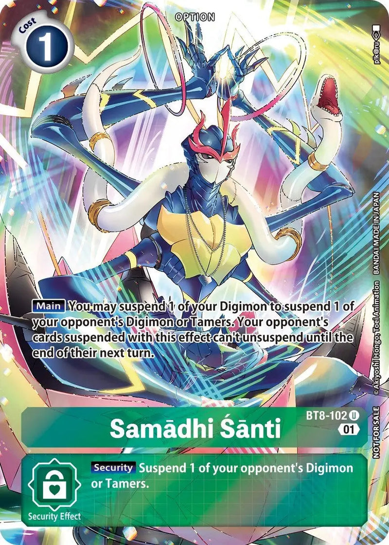 Digimon trading card Samadhi Santi BT8-102 from Summer 2022 Awakening Promos