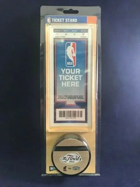 NBA ticket stand featuring San Antonio Spurs 2014 Finals Miami Acrylic Holder