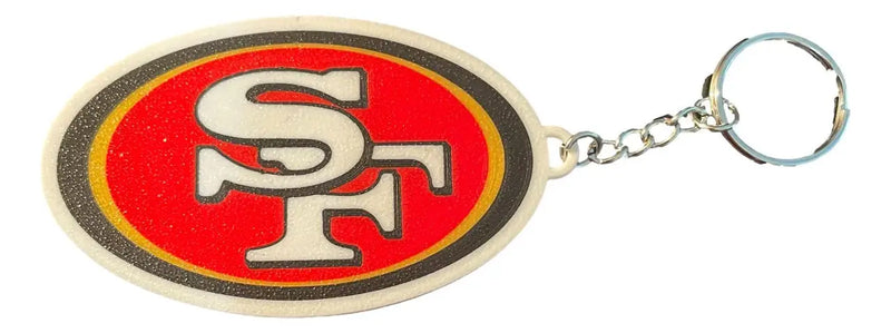 San Francisco 49ers oval-shaped logo keychain, perfect fan gift or stocking stuffer
