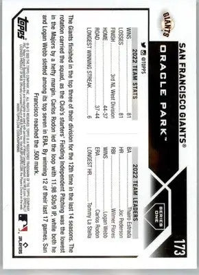 San Francisco Giants - 2023 Topps - #173 - Baseball - Baseball Card Single
