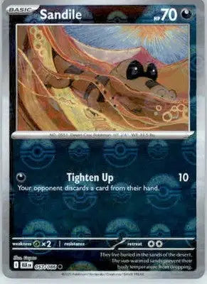Sandile - Poke Ball Pattern - SV: Black Bolt - 057/086 - Holo NM - Pokémon Card Single