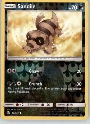 Sandile - SM Base Set - 83/149 - Reverse Holo LP Pokemon - Pokémon Card Single