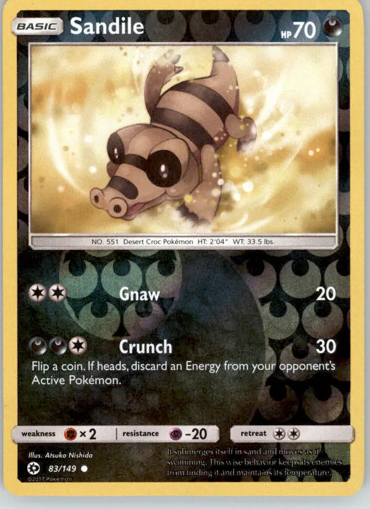 Sandile - SM Base Set - 83/149 - Reverse Holo LP Pokemon - Pokémon Card Single