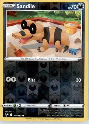 Sandile - SWSH12: Silver Tempest - Reverse Holo LP - #111/195 - Pokémon Card Single