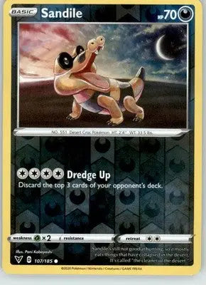 Sandile - Vivid Voltage - 107/185 - Reverse Holo LP Pokemon - Pokémon Card Single