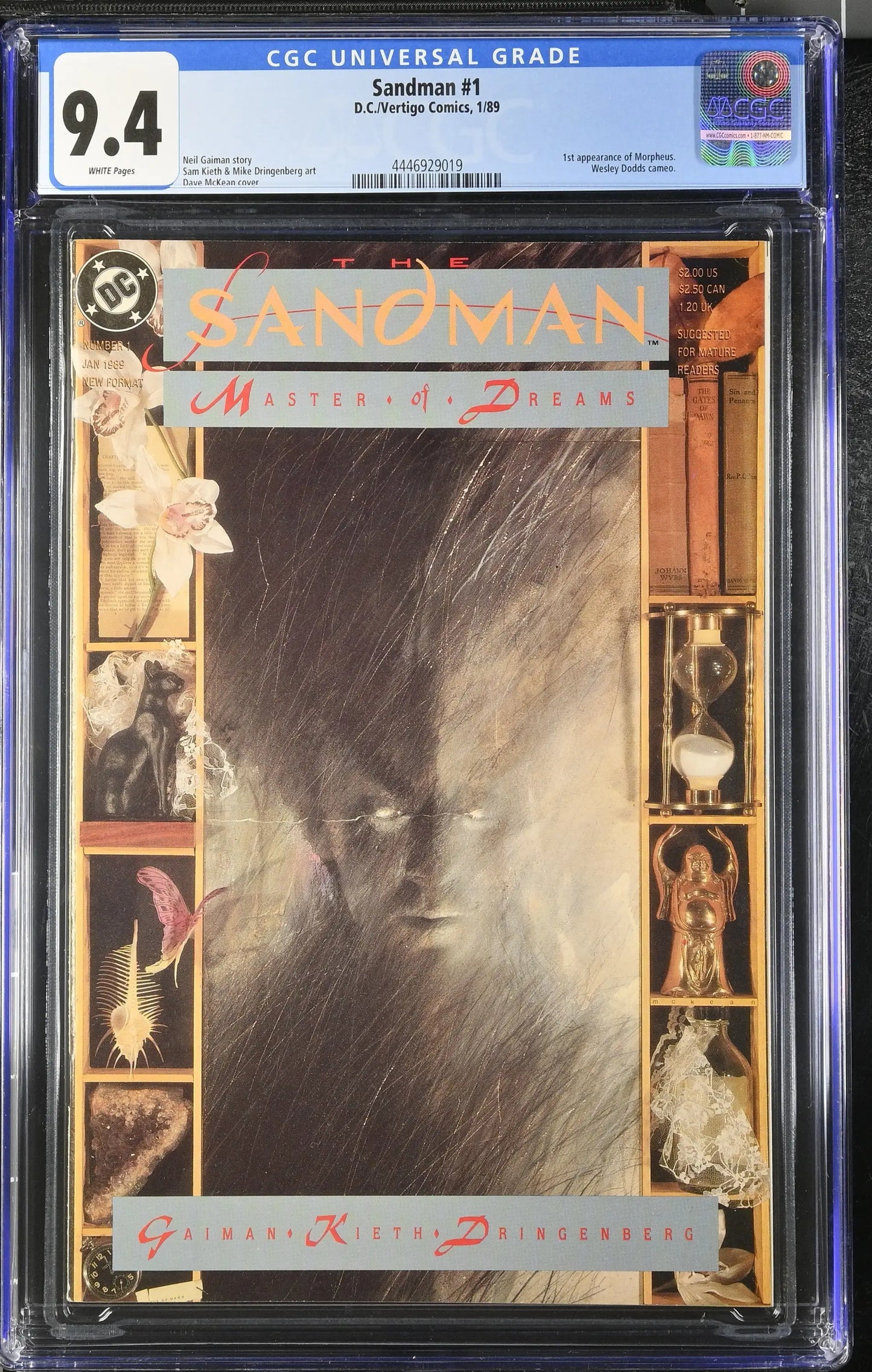 CGC graded 9.4 Sandman #1 comic book in protective holder for avid collectors