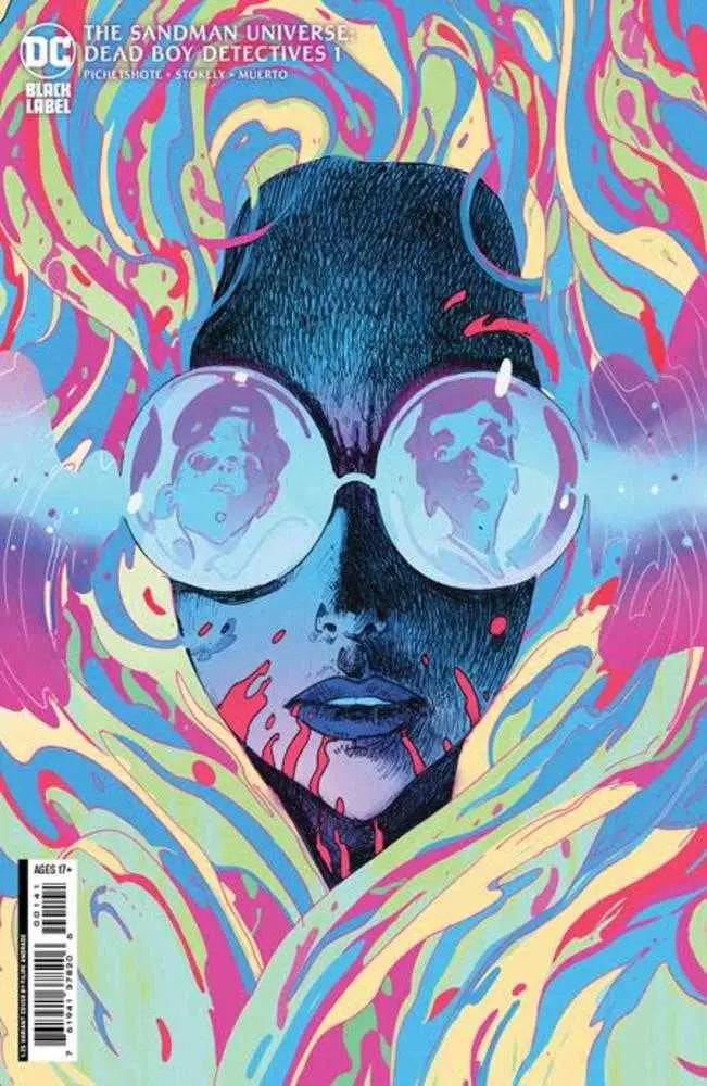 Psychedelic Sandman Universe Dead Boy Detectives comic cover with reflective glasses