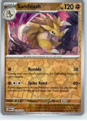 Sandslash - SV: Scarlet & Violet 151 - Reverse Holo NM - #028/165 - Pokémon Card Single