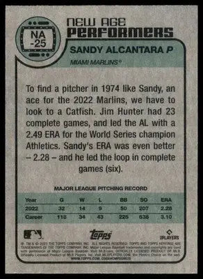 Sandy Alcantara 2023 Topps Heritage New Age Performers #NA-25 Miami Marlins - Baseball Card Single