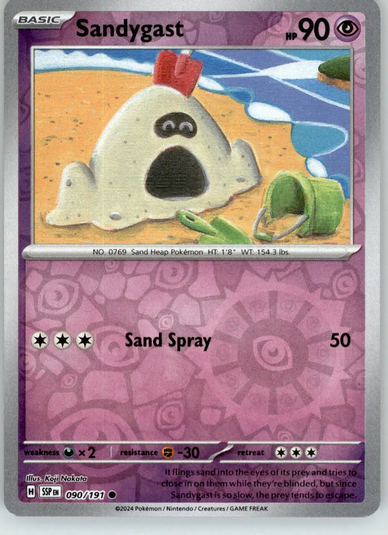 Sandygast - Surging Sparks - 090/191 - Reverse Holo NM Pokemon