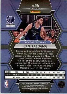 Santi Aldama - 2022-23 Panini Mosaic - #109 - Blue Wave Basketball - Basketball Card Single