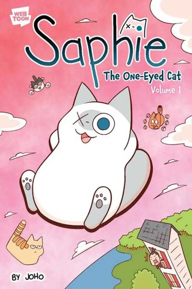 White one-eyed cat with gray ears and paws from Saphie The One Eyed Cat TPB Volume 01