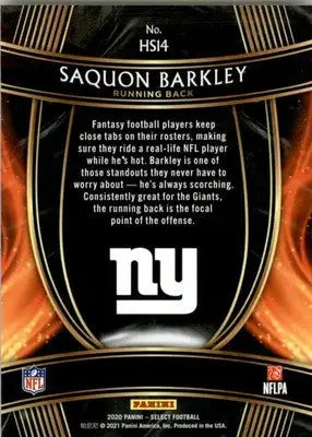Saquon Barkley - 2020 Panini Select - #HS14 - Hot Stars Prizm Football - Football Card Single