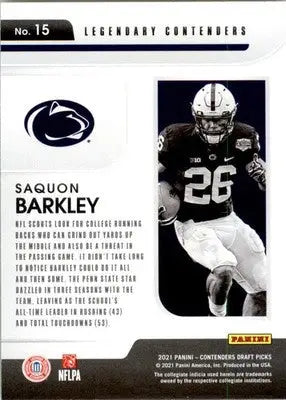 Saquon Barkley 2021 Panini Contenders Draft Picks #15 Legendary Contenders Red - Football Card Single
