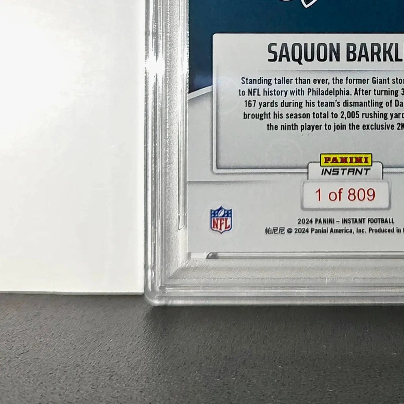 Saquon Barkley 2024 Panini Milestone NFL #236 Eagles 1 of 809 PSA 10 Gem Mint
