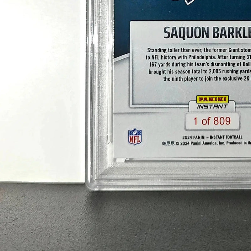 Saquon Barkley 2024 Panini Milestone NFL #236 Eagles 1 of 809 PSA 10 Gem Mint - Football Card Single