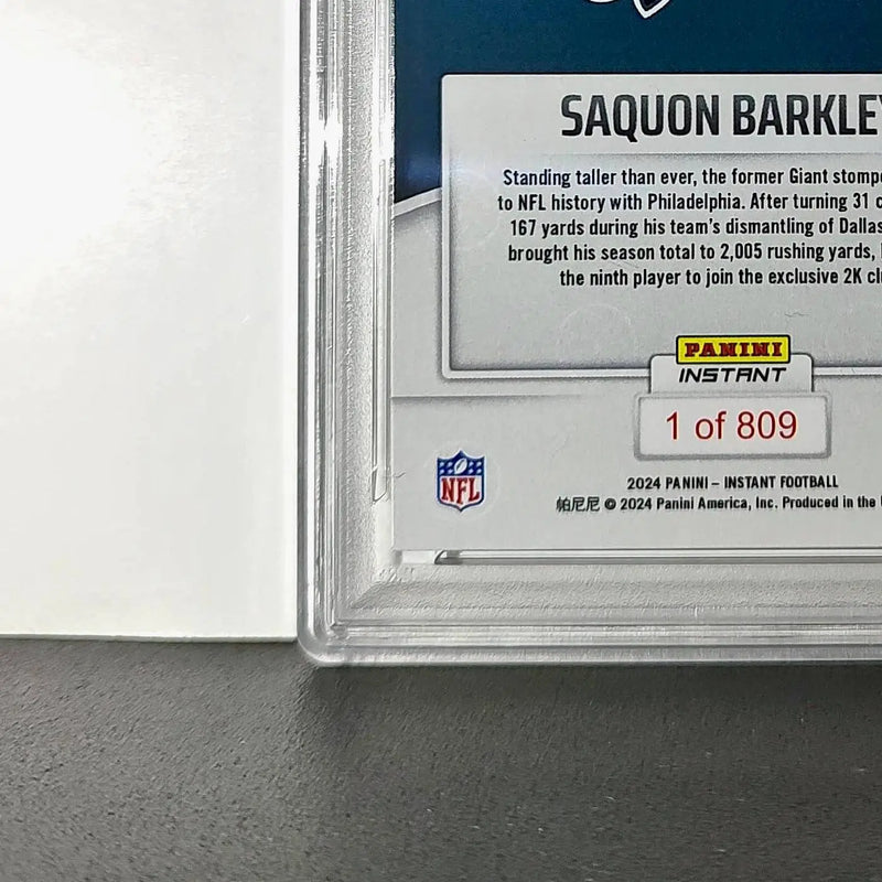 Saquon Barkley 2024 Panini Milestone NFL #236 Eagles 1 of 809 PSA 10 Gem Mint