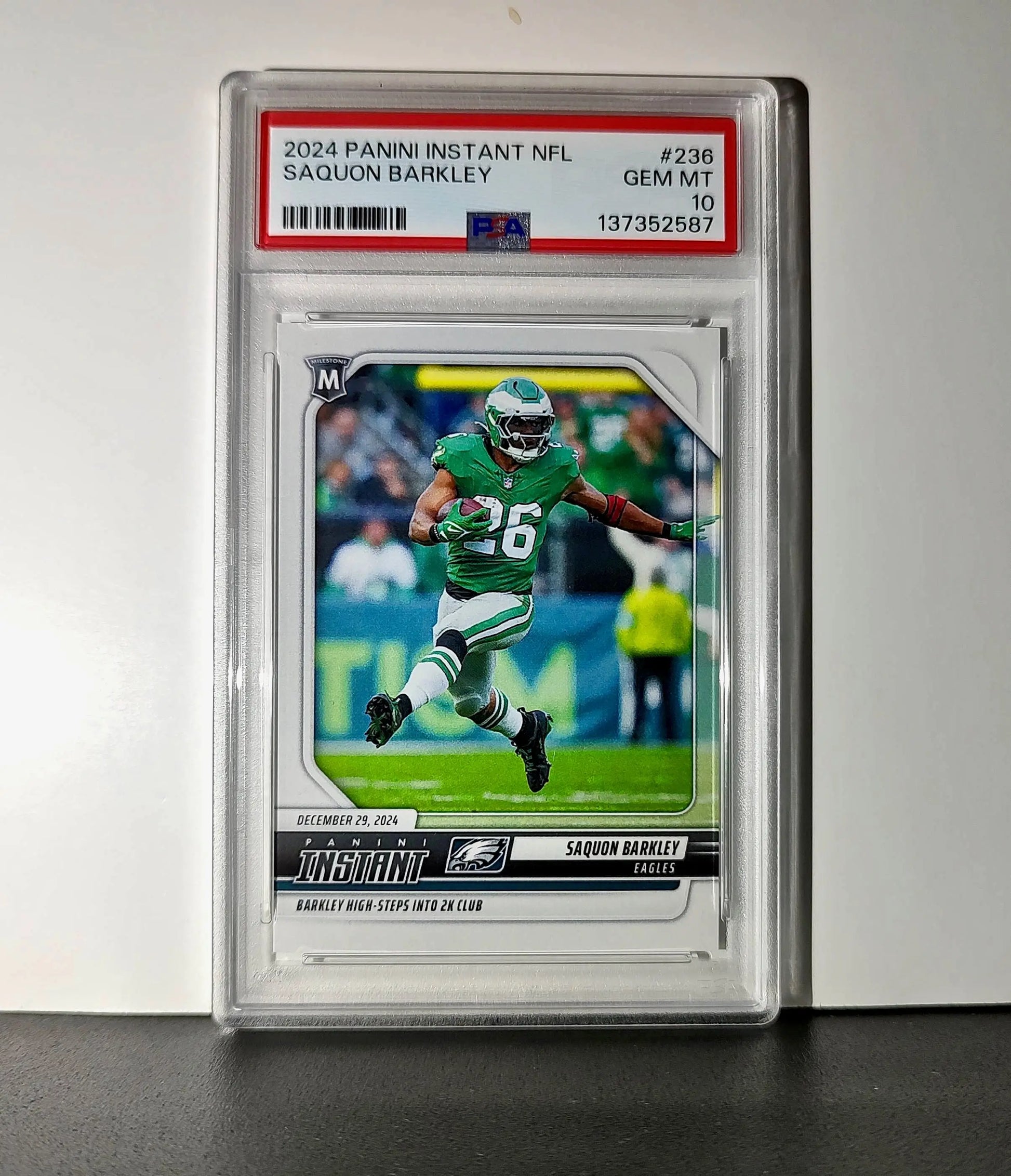 Saquon Barkley 2024 Panini Milestone NFL #236 Eagles 1 of 809 PSA 10 Gem Mint