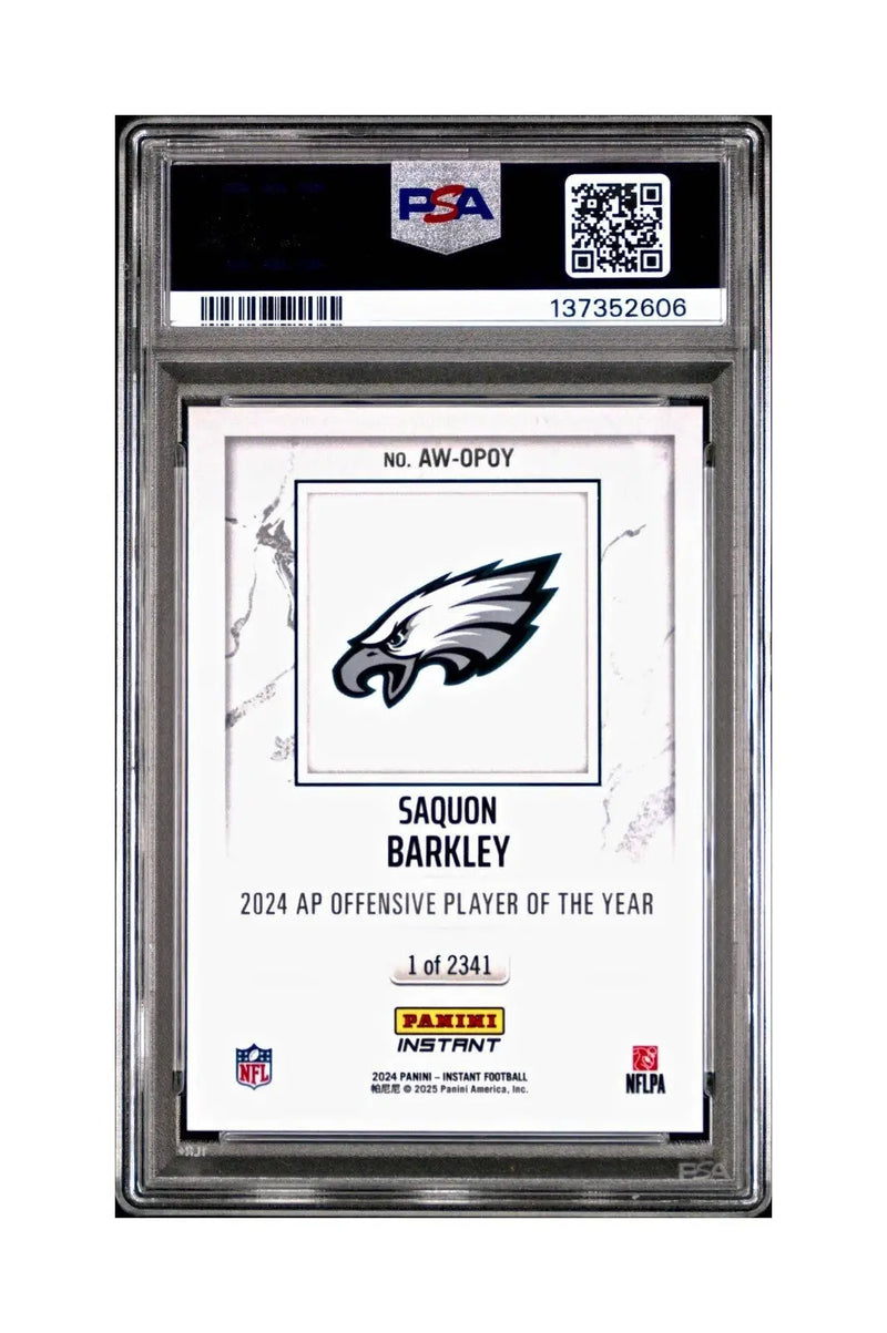 Saquon Barkley 2024 Panini NFL AP Offensive Player of the Year Eagles PSA 9 Mint