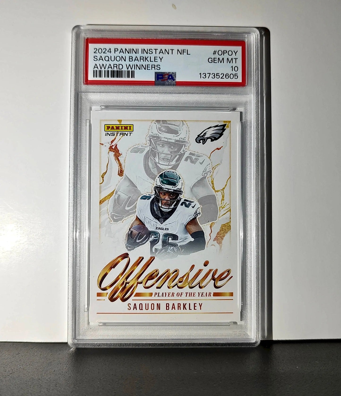 Saquon Barkley 2024 Panini NFL AP Offensive Player of the Year Eagles PSA 10 Gem