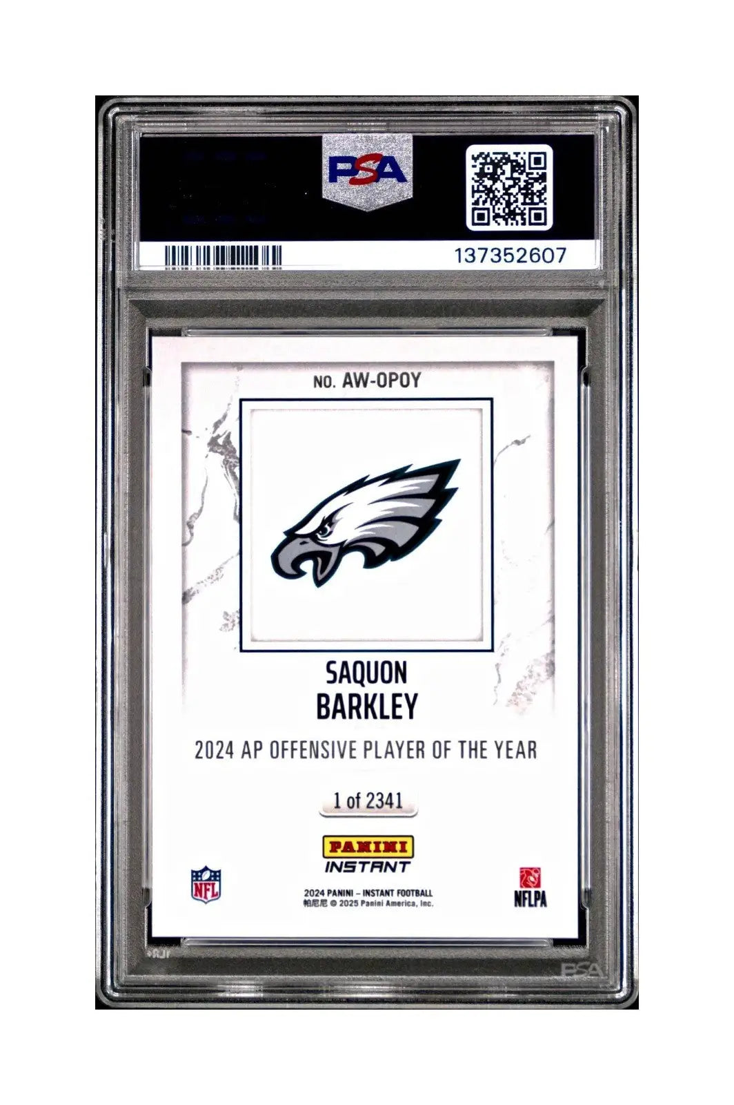 Saquon Barkley 2024 Panini NFL AP Offensive Player of the Year Eagles PSA 9 Mint - Football Card Single