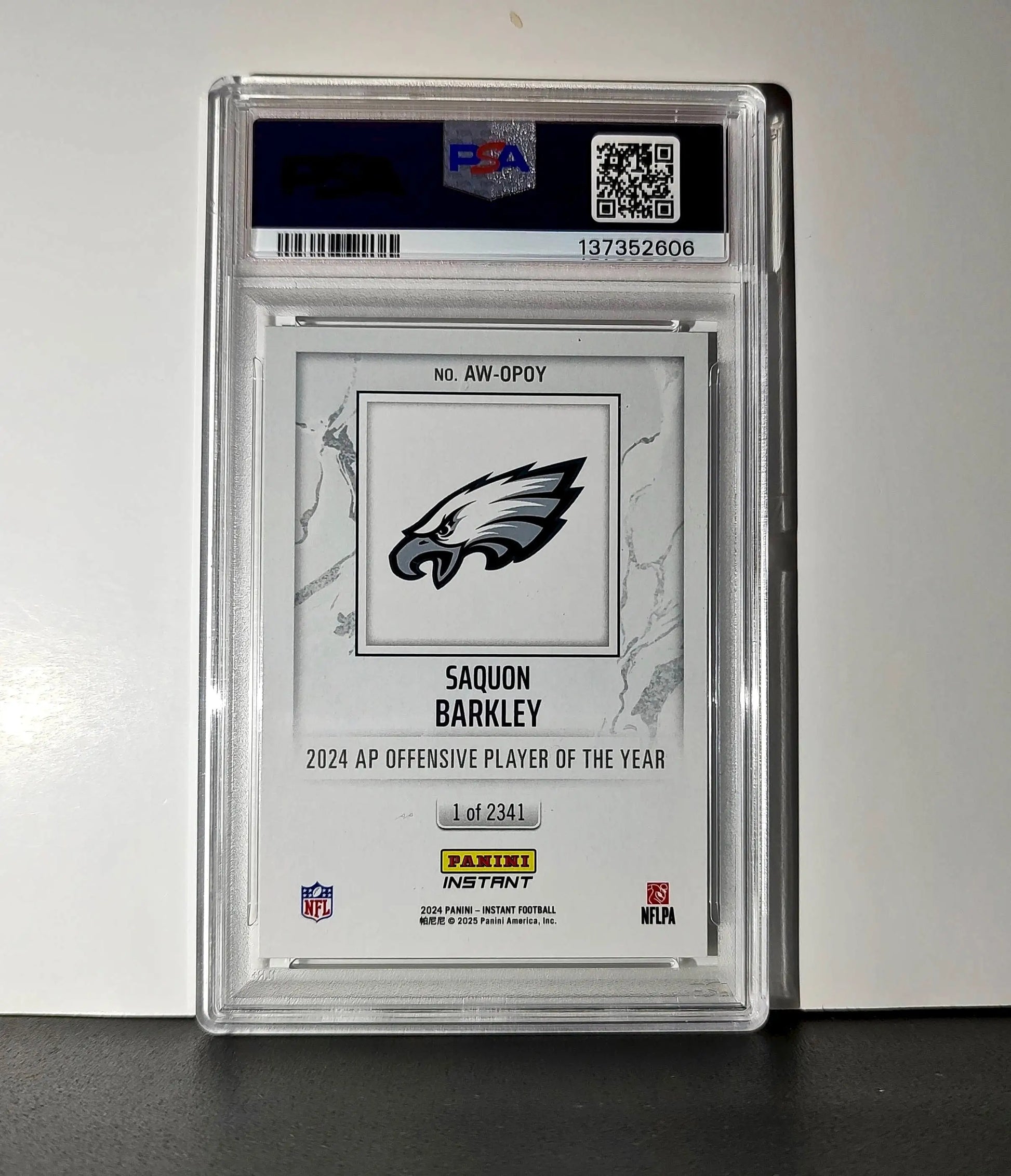Saquon Barkley 2024 Panini NFL AP Offensive Player of the Year Eagles PSA 9 Mint