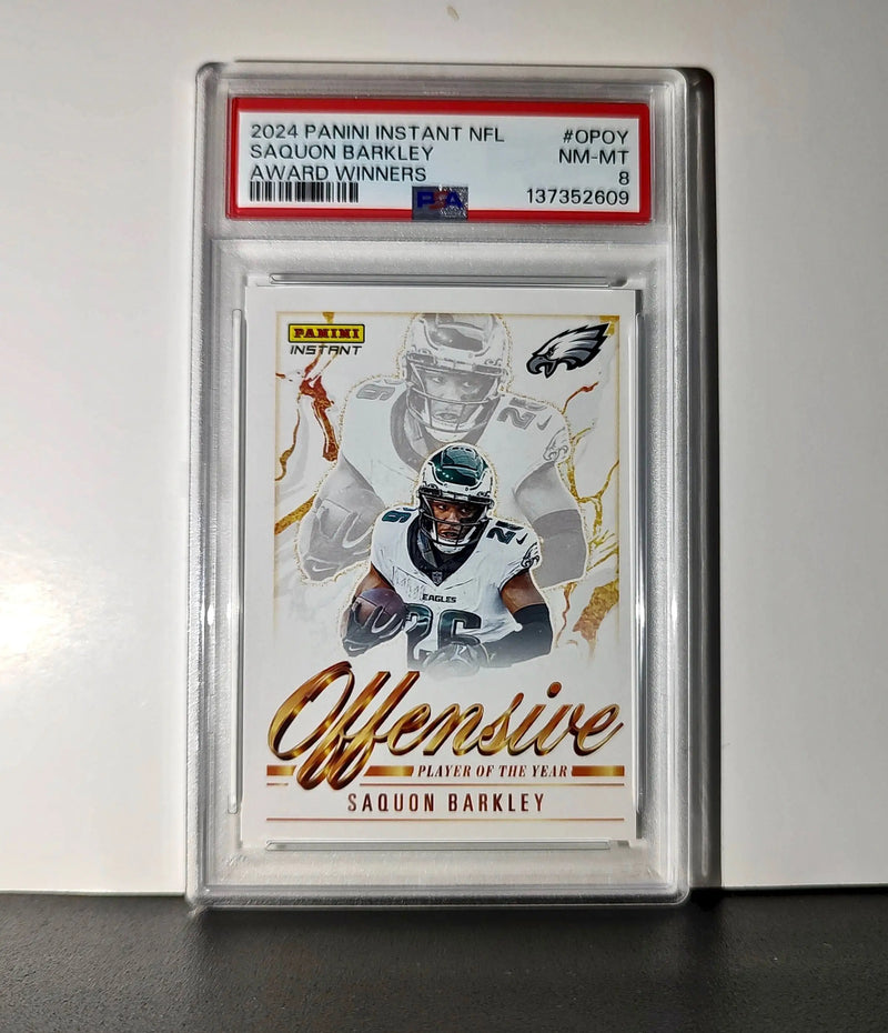 Saquon Barkley 2024 Panini NFL Offensive Player of the Year Eagles PSA 8 NM-MT