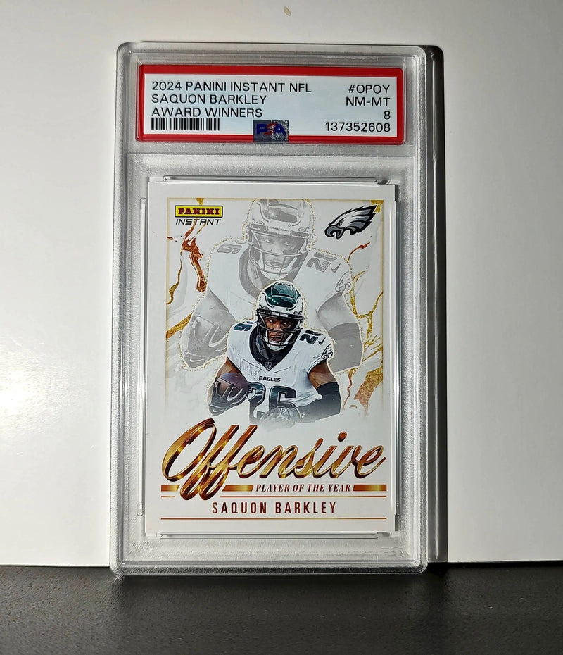 Saquon Barkley 2024 Panini NFL Offensive Player of the Year Eagles PSA 8 NM-MT