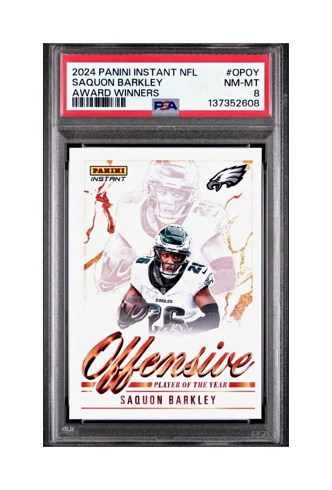Saquon Barkley 2024 Panini NFL Offensive Player of the Year Eagles PSA 8 NM-MT