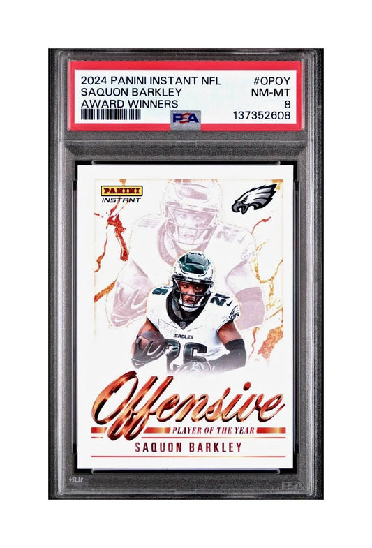 Saquon Barkley 2024 Panini NFL Offensive Player of the Year Eagles PSA 8 NM-MT