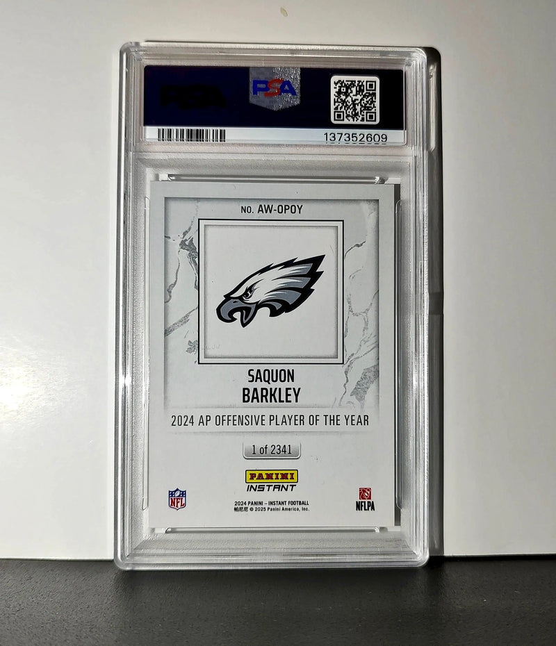 Saquon Barkley 2024 Panini NFL Offensive Player of the Year Eagles PSA 8 NM-MT