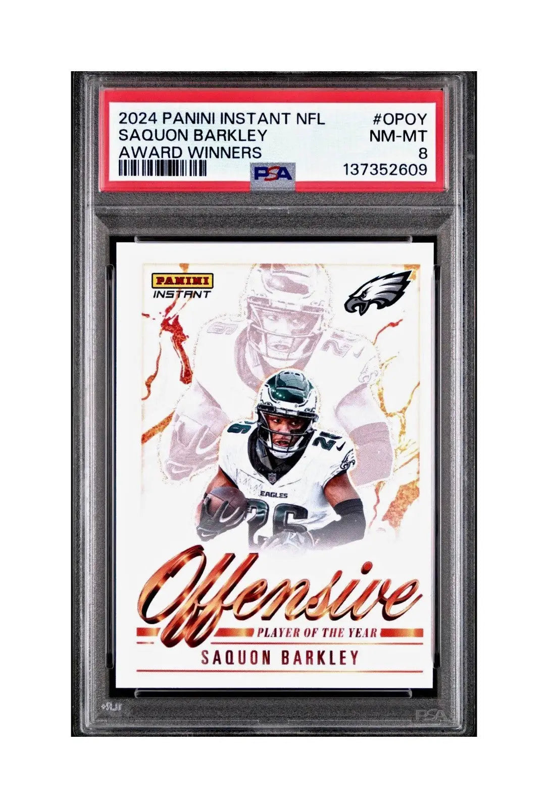 Saquon Barkley 2024 Panini NFL Offensive Player of the Year Eagles PSA 8 NM-MT