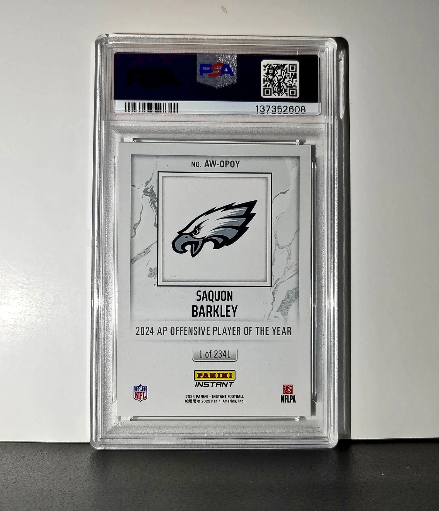 Saquon Barkley 2024 Panini NFL Offensive Player of the Year Eagles PSA 8 NM-MT